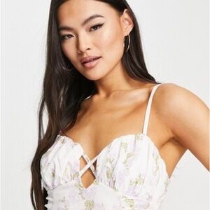 ASOS Curve Floral Camisole in Cream and Lavender